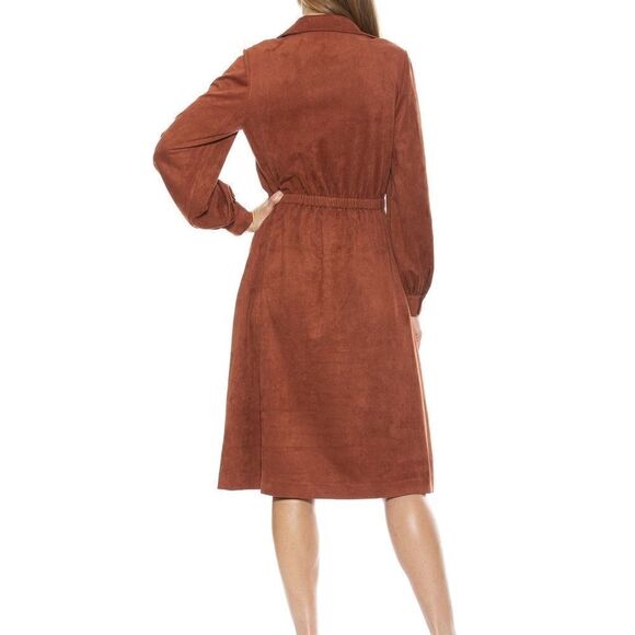 Revolve Alexia Admor Hailey Micro Suede MIDI Dress Copper Sz 8 - Picture 3 of 10
